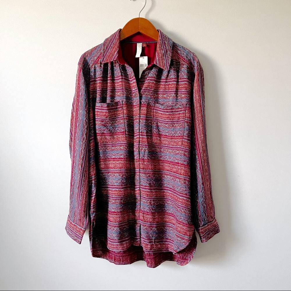 NEW Anthropologie Pilcro Seamed Tunic Button Down • Medium